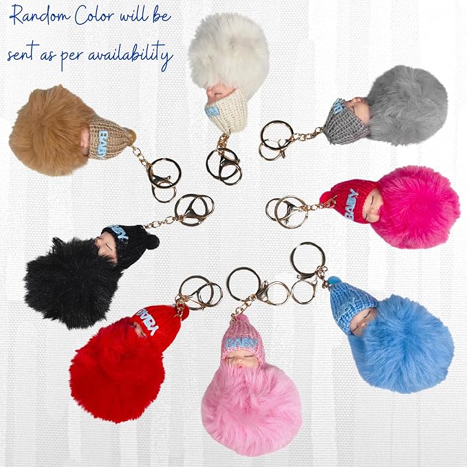 Fluffy Sleeping Baby Doll Keychain & Bag Charm