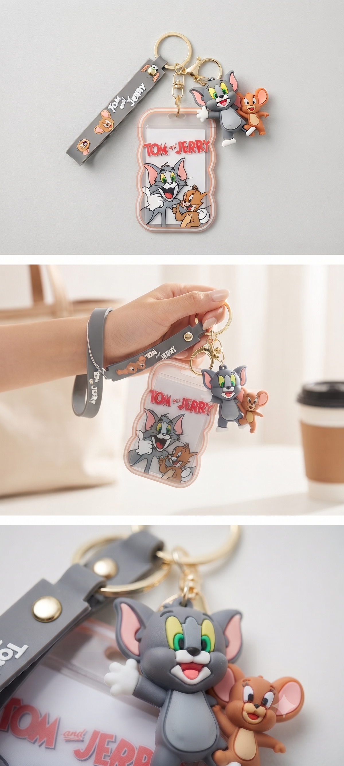 Tom & Jerry Cartoon ID Card Holder & Keychain