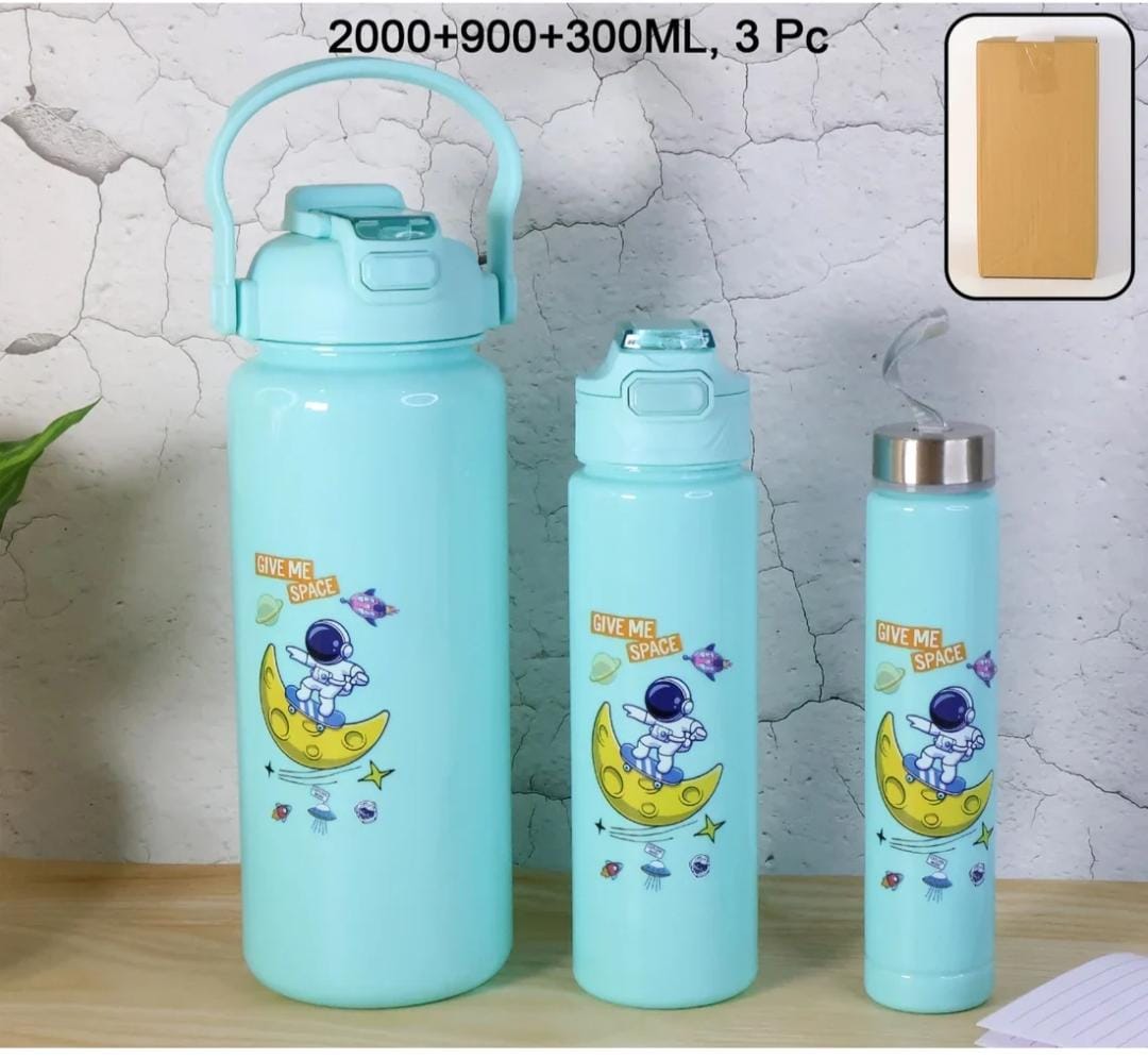 3-in-1 Motivational Gradient Water Bottle Set (2 Litre, 900ml & 300ml)