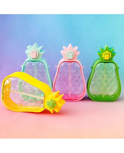 Fab N Funky Pineapple Design Kids Straw Water Bottle 600 ml