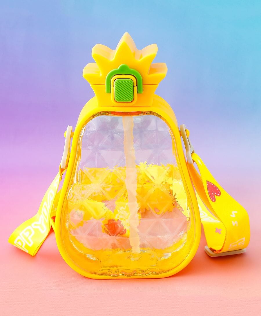 Fab N Funky Pineapple Design Kids Straw Water Bottle 600 ml