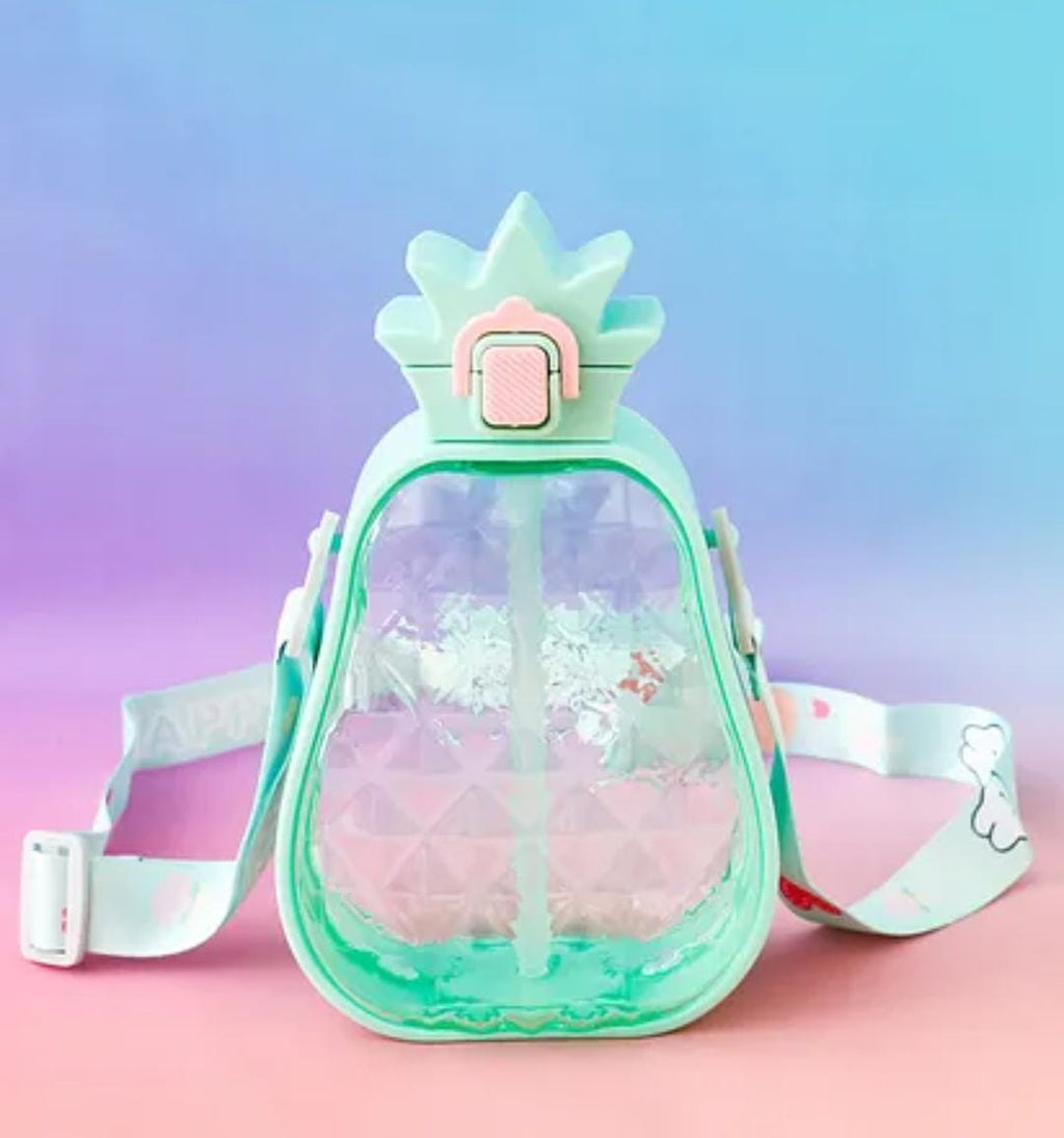 Fab N Funky Pineapple Design Kids Straw Water Bottle 600 ml