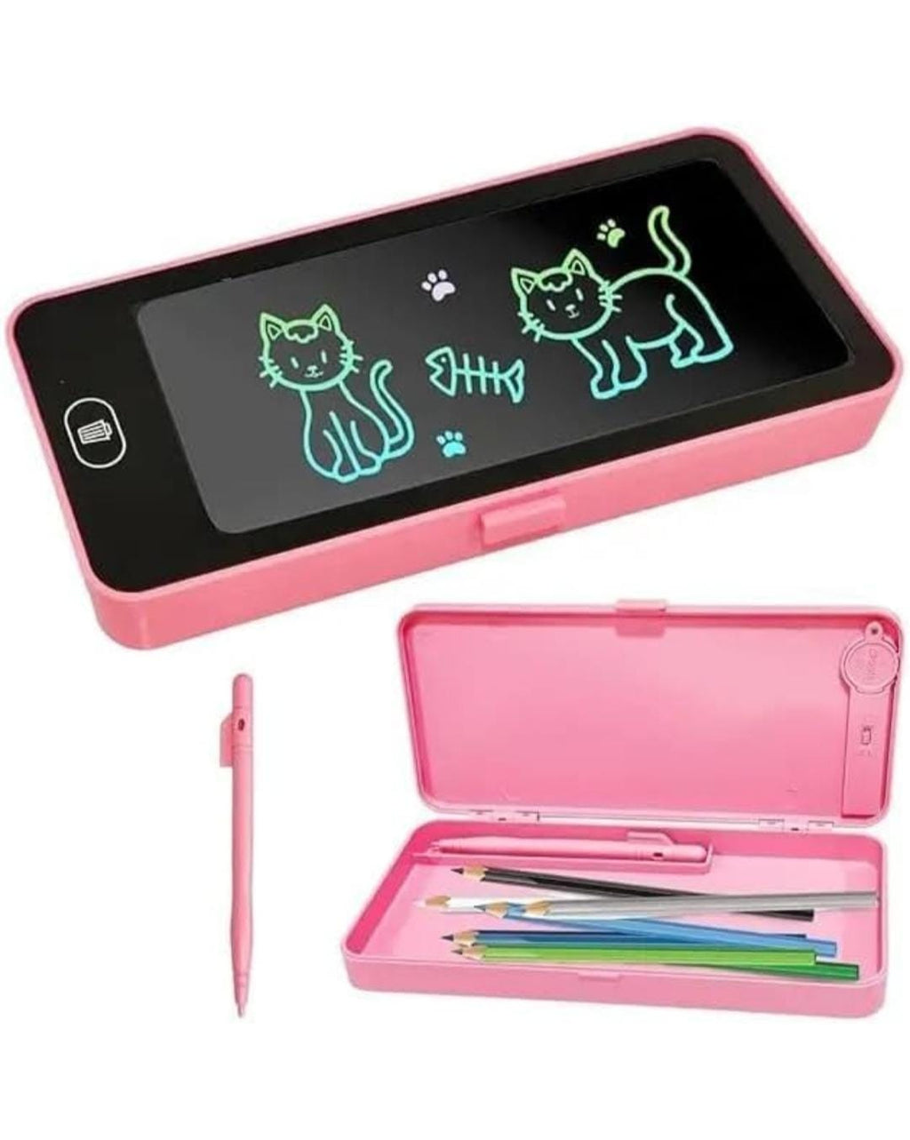 Kids 2 in 1 LCD Writing Tablet Pencil Case, LCD Drawing Board with Stylus Pen