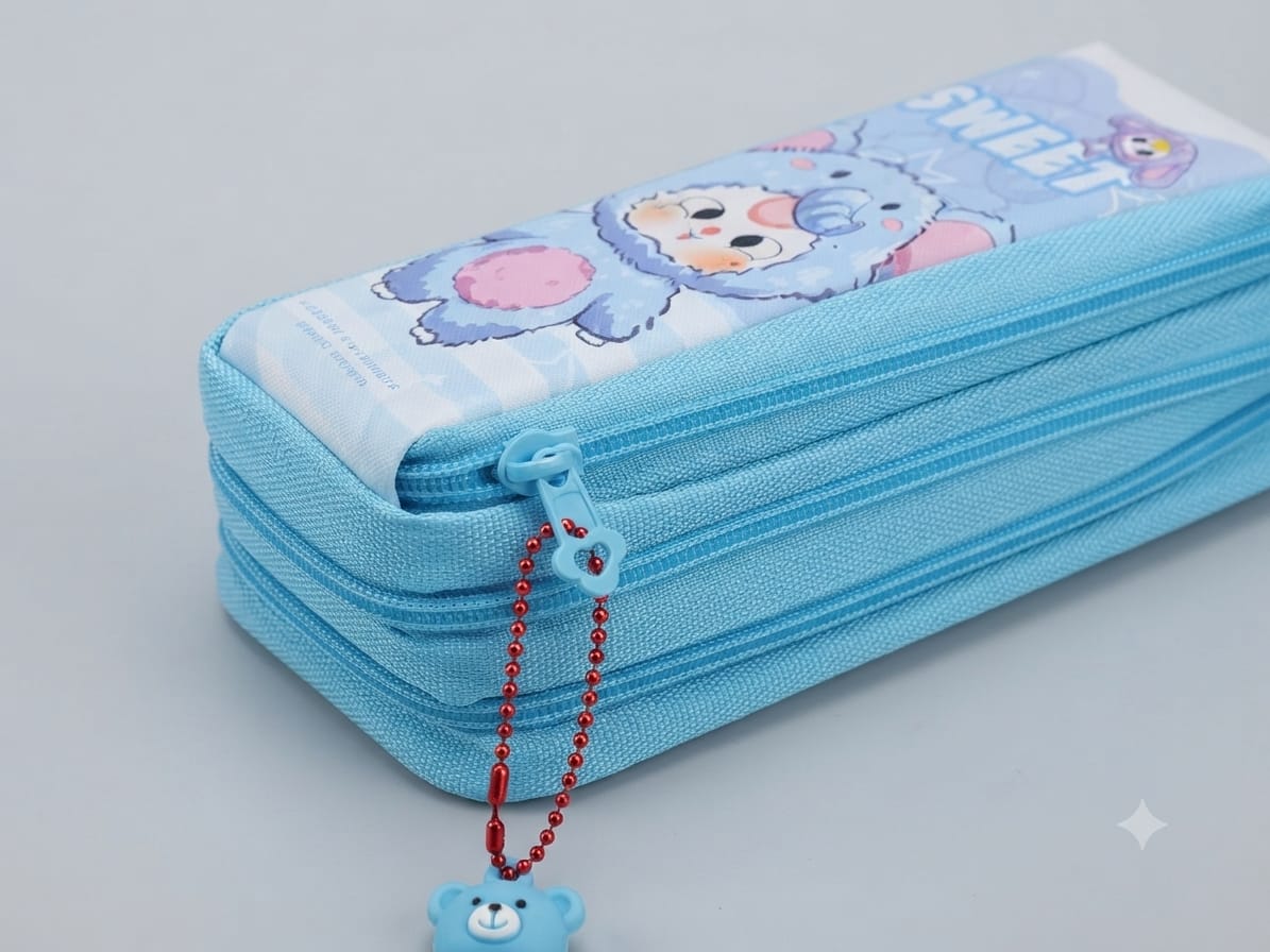 Sky-Blue Bear Pencil Pouch