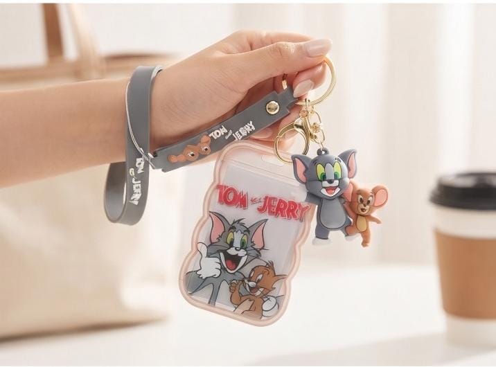 Tom & Jerry Cartoon ID Card Holder & Keychain