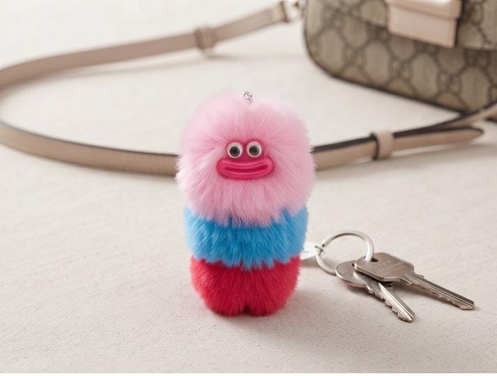 Rainbow Fluff Charm – Cute & Colorful Keychain