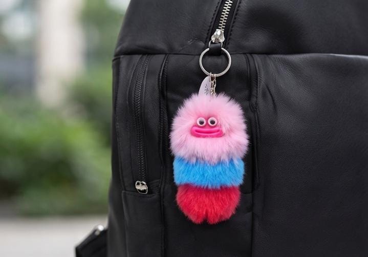 Rainbow Fluff Charm – Cute & Colorful Keychain