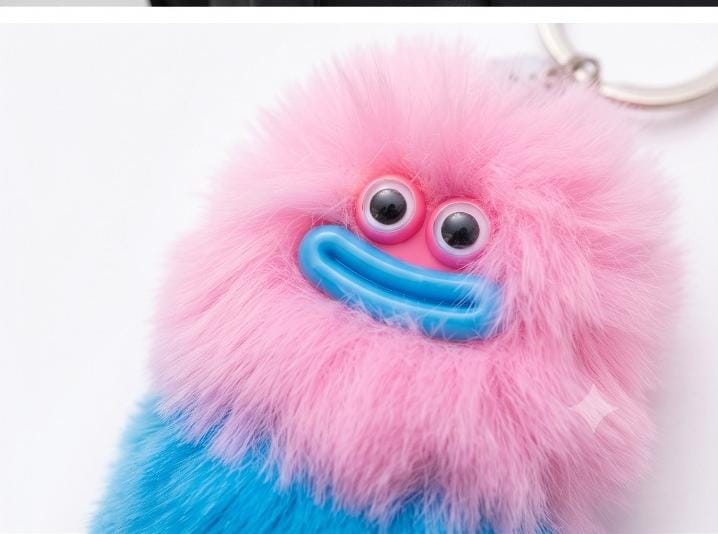 Rainbow Fluff Charm – Cute & Colorful Keychain
