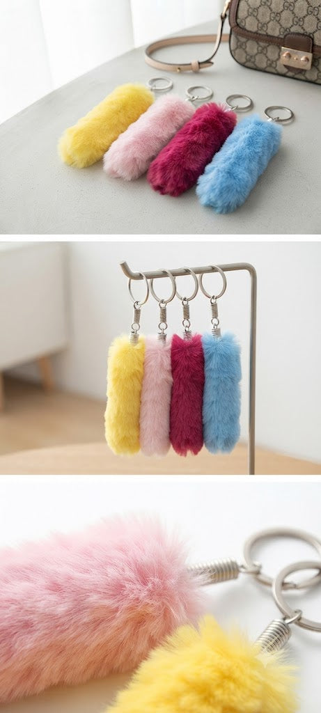 Soft Faux Fur Animal Tail Keychain