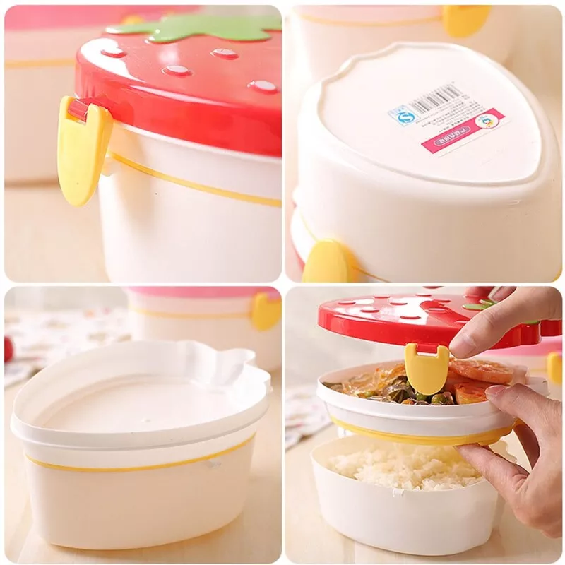 Red Strawberry Shape Tiffin Box